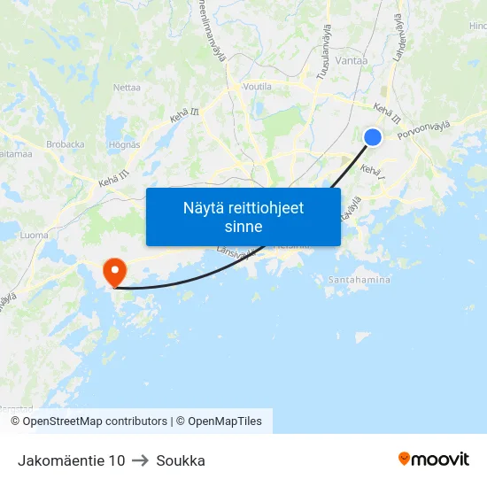 Jakomäentie 10 to Soukka map