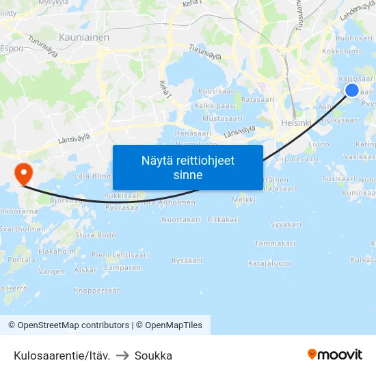 Kulosaarentie/Itäv. to Soukka map