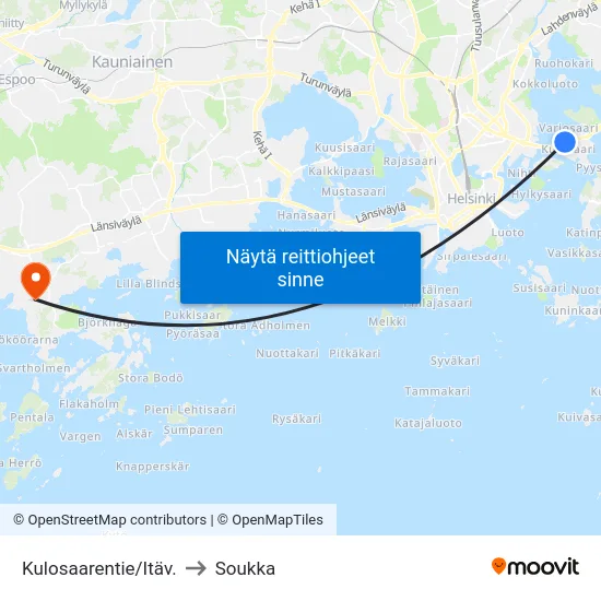 Kulosaarentie/Itäv. to Soukka map