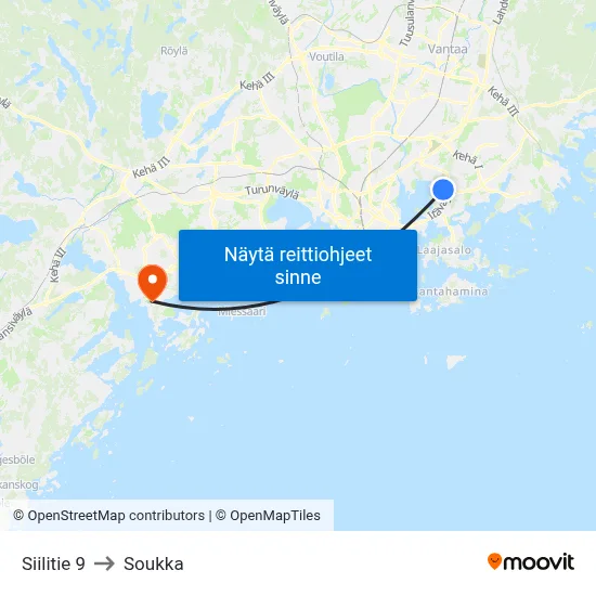 Siilitie 9 to Soukka map
