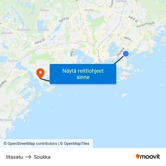 Iltasatu to Soukka map