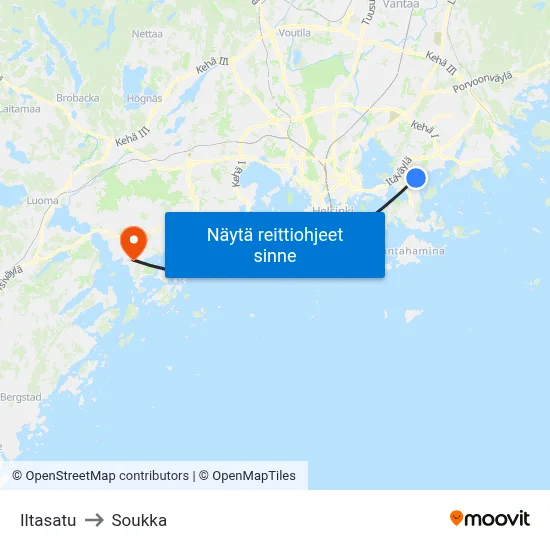 Iltasatu to Soukka map