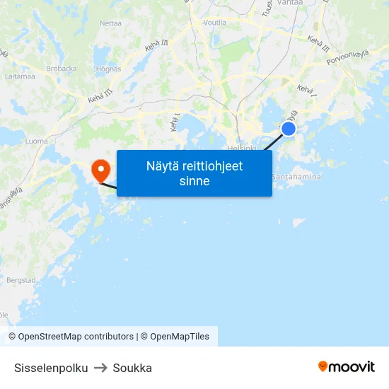 Sisselenpolku to Soukka map