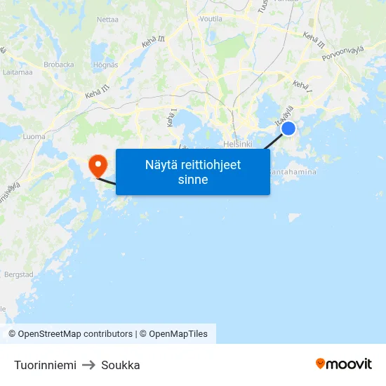 Tuorinniemi to Soukka map
