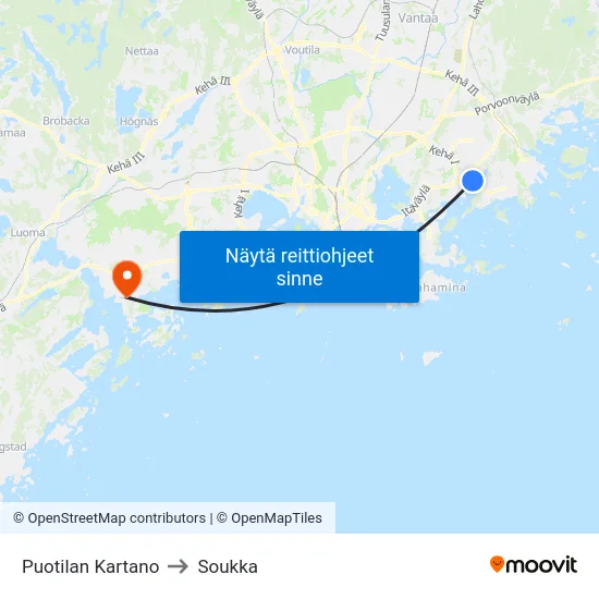 Puotilan Kartano to Soukka map