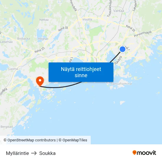 Myllärintie to Soukka map