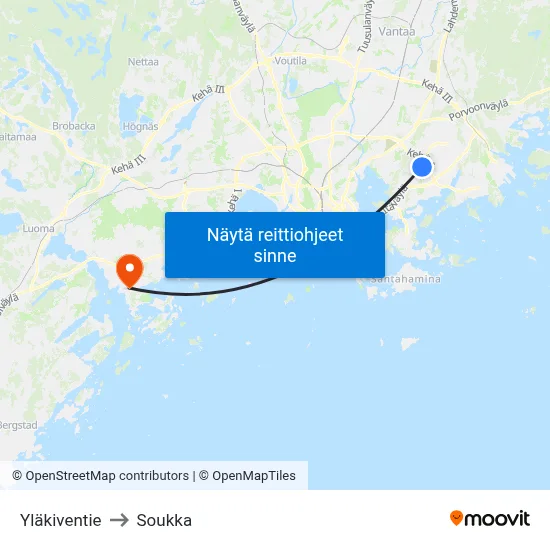 Yläkiventie to Soukka map