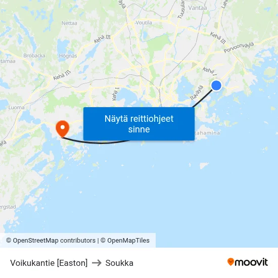 Voikukantie [Easton] to Soukka map