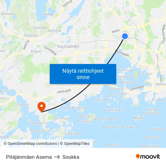 Pitäjänmäen Asema to Soukka map