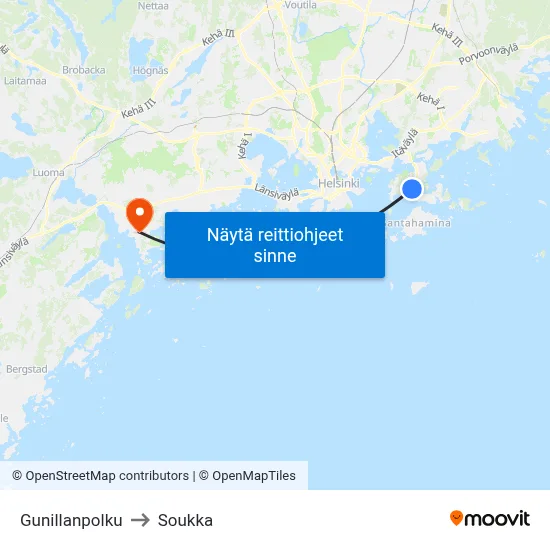 Gunillanpolku to Soukka map
