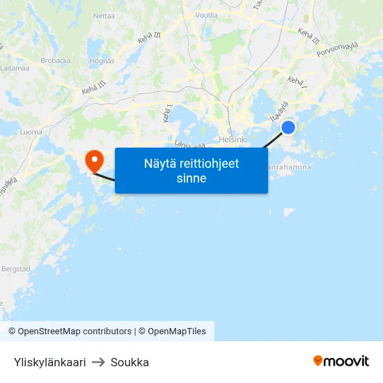 Yliskylänkaari to Soukka map