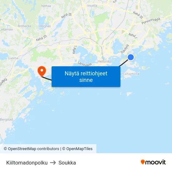 Kiiltomadonpolku to Soukka map