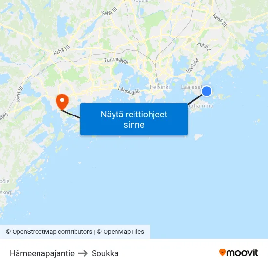 Hämeenapajantie to Soukka map