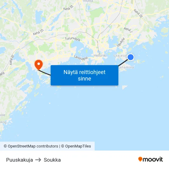 Puuskakuja to Soukka map