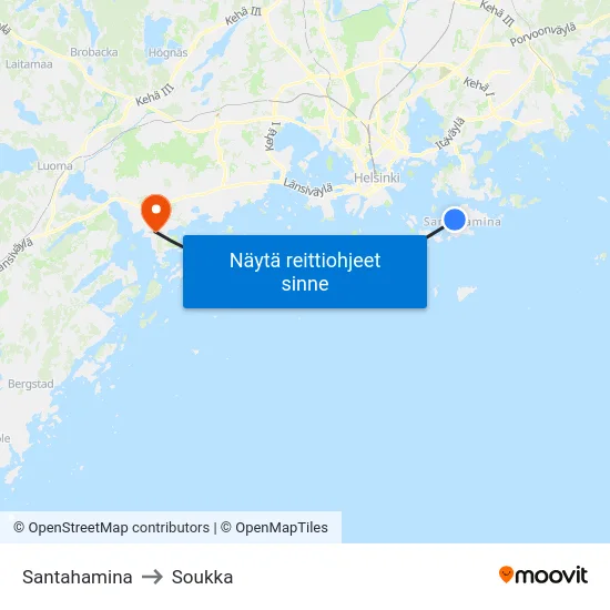 Santahamina to Soukka map