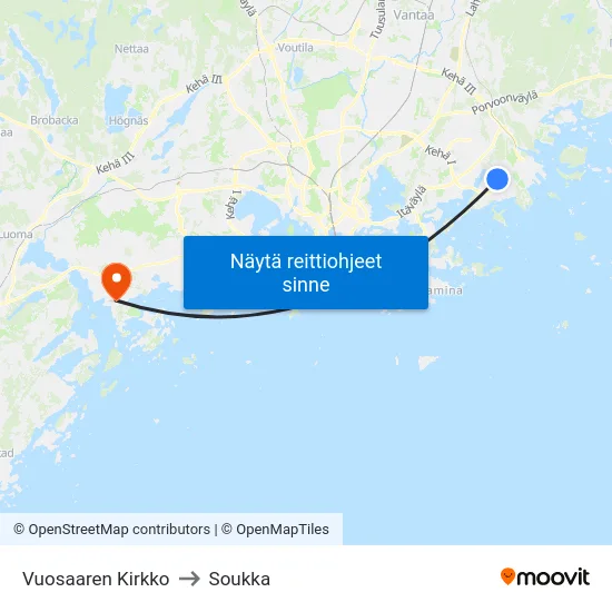 Vuosaaren Kirkko to Soukka map