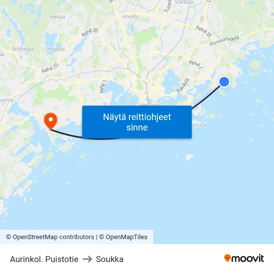 Aurinkol. Puistotie to Soukka map