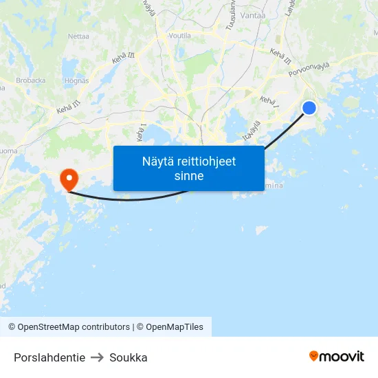 Porslahdentie to Soukka map