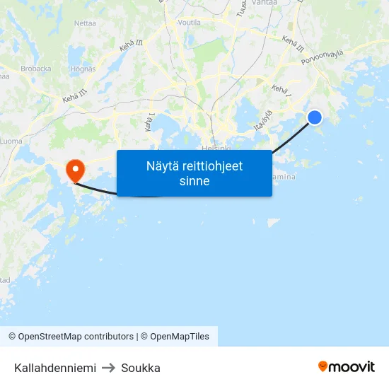 Kallahdenniemi to Soukka map