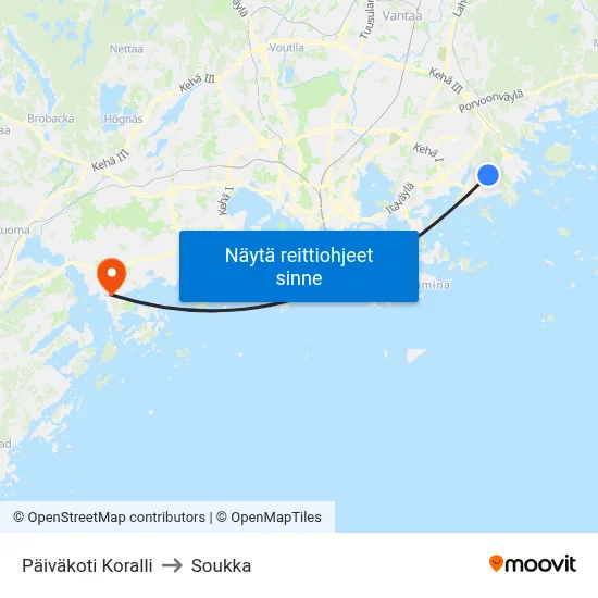 Päiväkoti Koralli to Soukka map