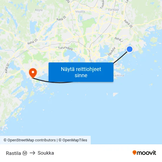 Rastila Ⓜ️ to Soukka map