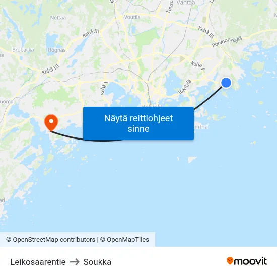 Leikosaarentie to Soukka map