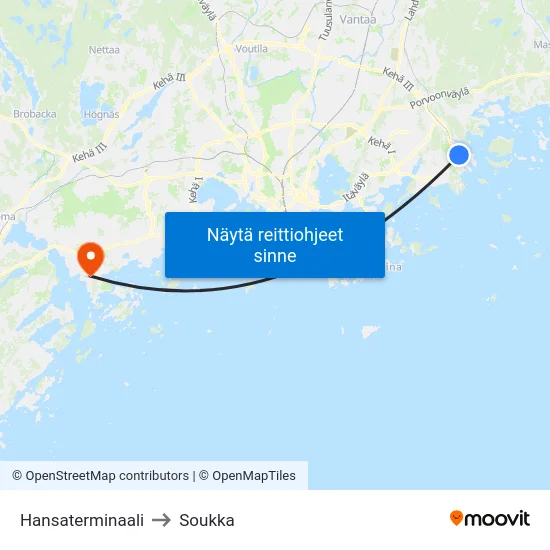 Hansaterminaali to Soukka map
