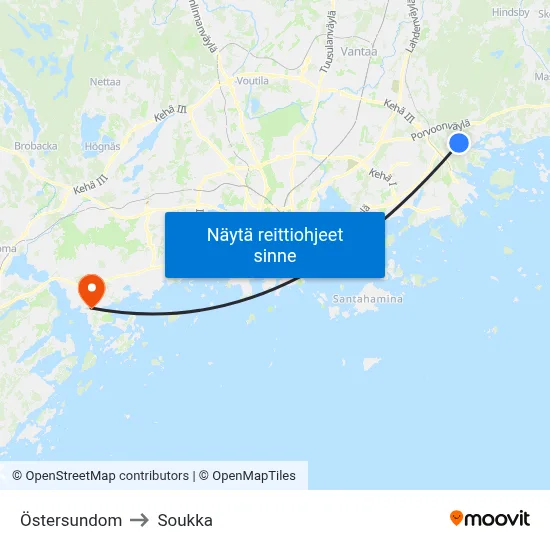 Östersundom to Soukka map