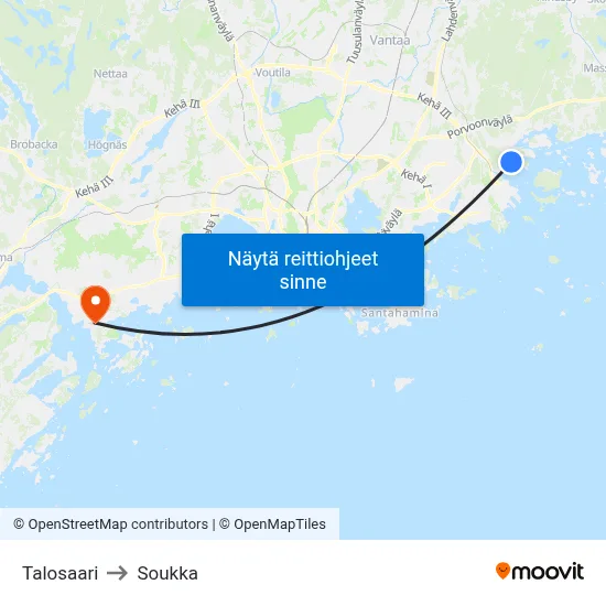 Talosaari to Soukka map