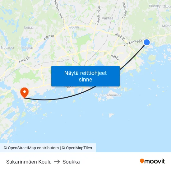 Sakarinmäen Koulu to Soukka map