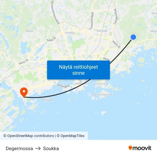 Degermossa to Soukka map