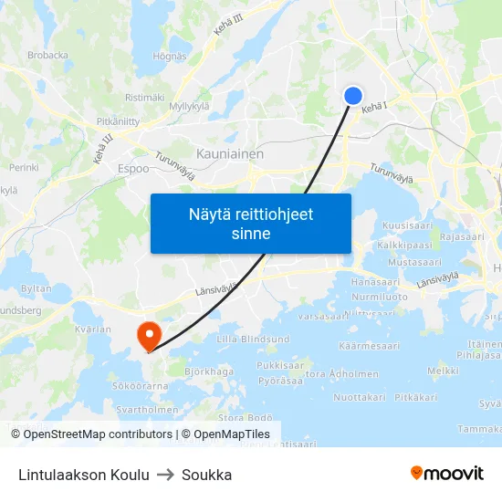 Lintulaakson Koulu to Soukka map