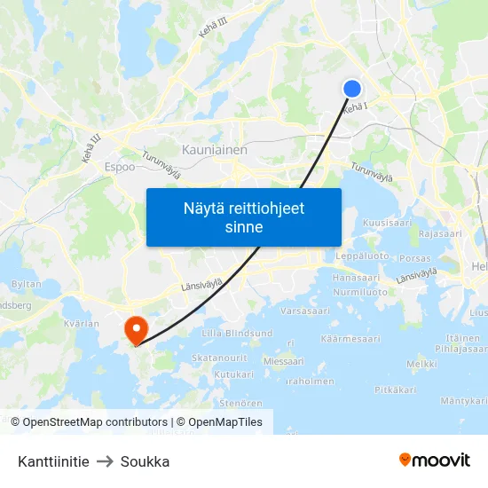 Kanttiinitie to Soukka map