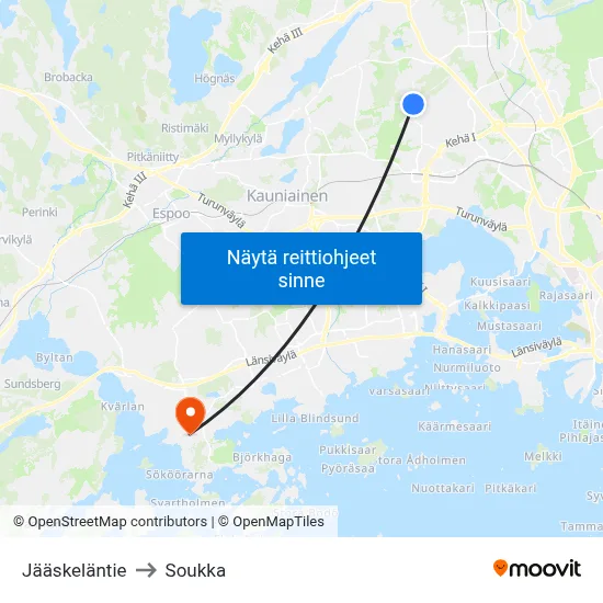 Jääskeläntie to Soukka map