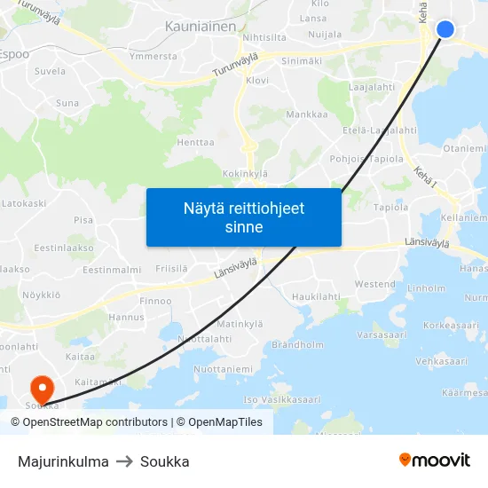 Majurinkulma to Soukka map