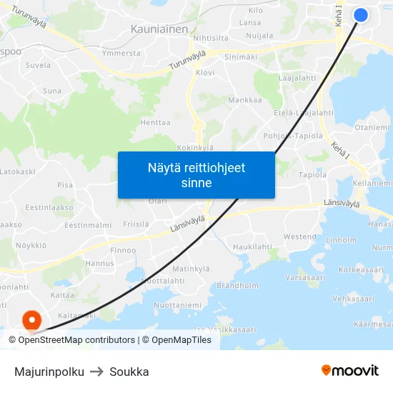 Majurinpolku to Soukka map