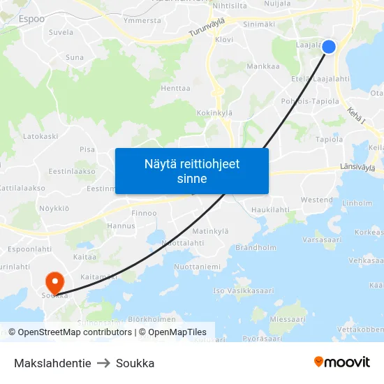 Makslahdentie to Soukka map