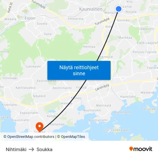 Nihtimäki to Soukka map