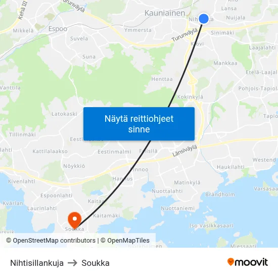 Nihtisillankuja to Soukka map