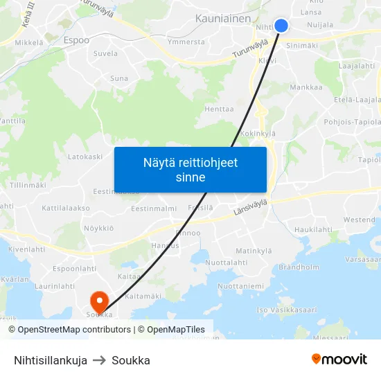 Nihtisillankuja to Soukka map