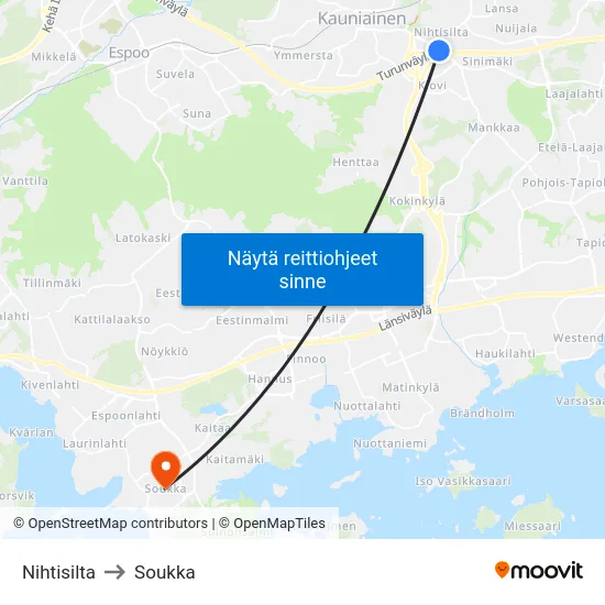 Nihtisilta to Soukka map