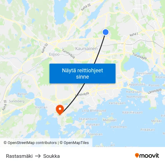 Rastasmäki to Soukka map