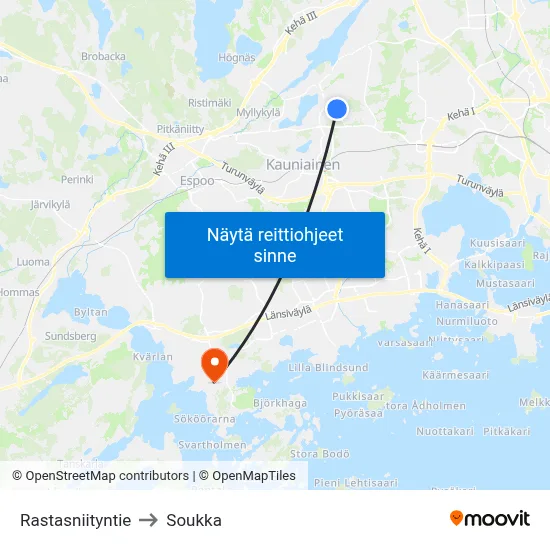 Rastasniityntie to Soukka map
