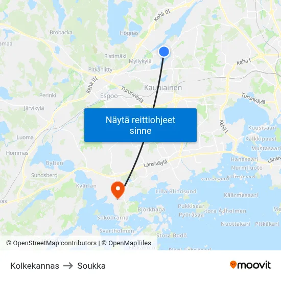 Kolkekannas to Soukka map
