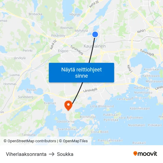 Viherlaaksonranta to Soukka map