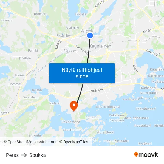 Petas to Soukka map