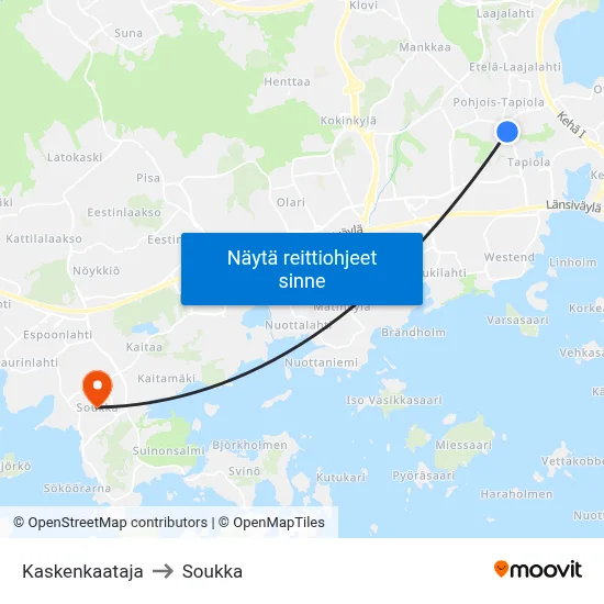 Kaskenkaataja to Soukka map