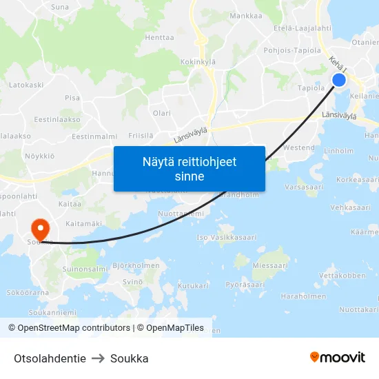 Otsolahdentie to Soukka map