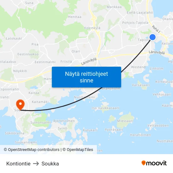 Kontiontie to Soukka map