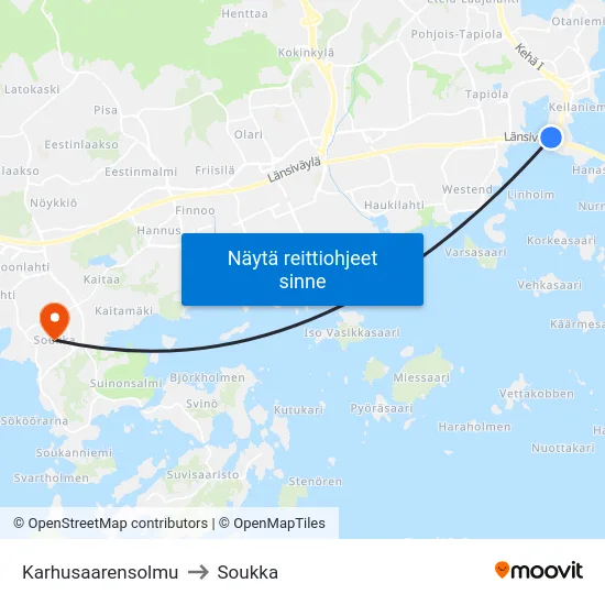 Karhusaarensolmu to Soukka map